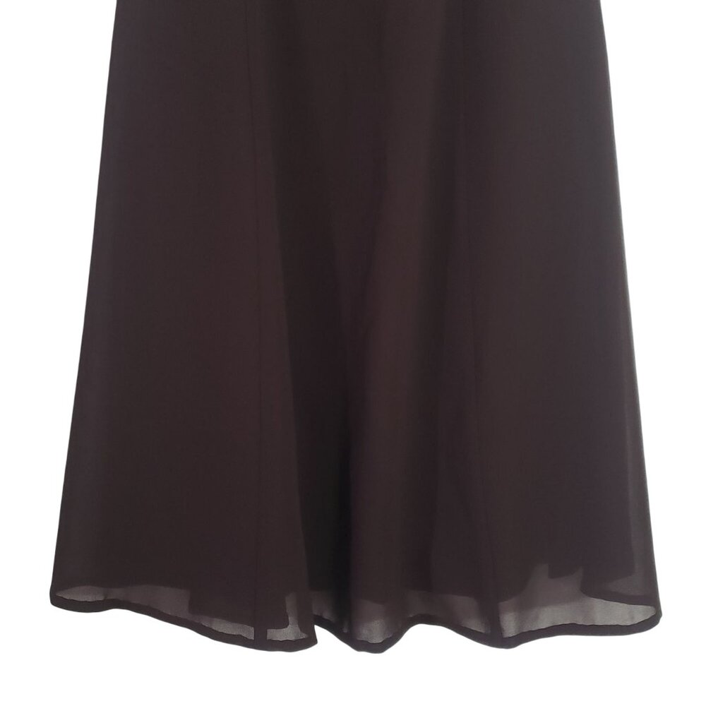 Vintage 90s Y2K Strapless A-Line Dress Brown Midi‎ Retro Formal Classic Timeless - Picture 5 of 11